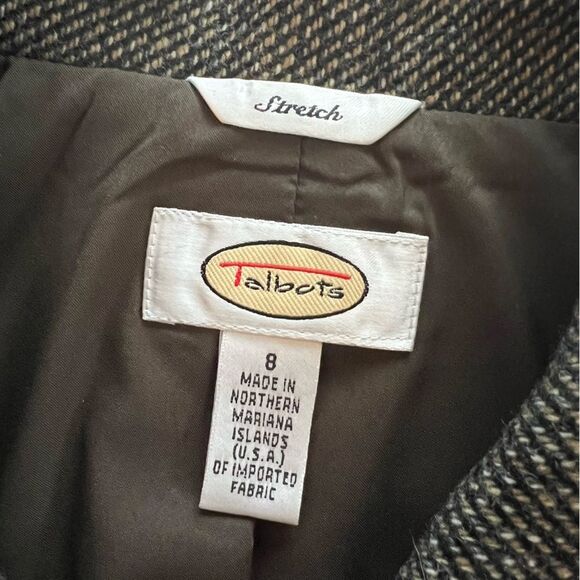 Talbots Wool Tweed Blazer Womens 8 Olive Brown Pockets Classic Jacket - Picture 10 of 15